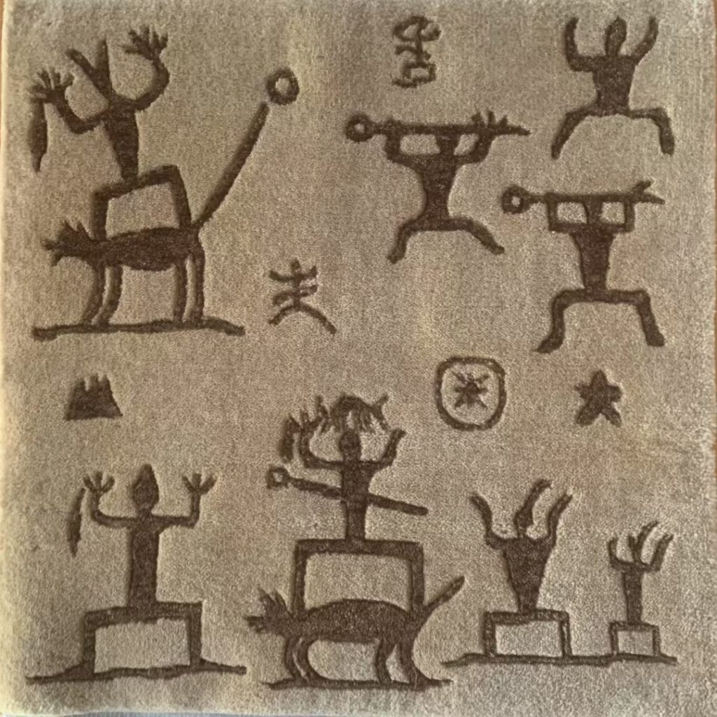 Petroglyph & Floral Hand-Woven Wool Art Rug Collection