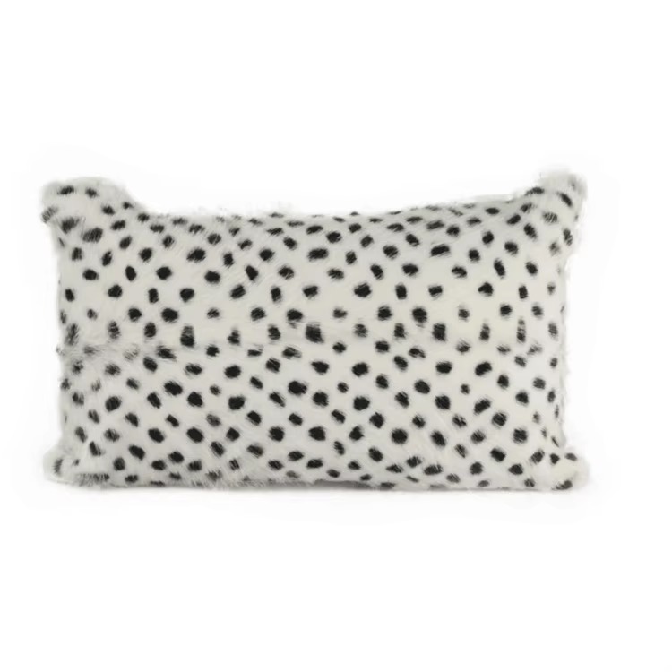 Black Spot Print Goat Fur Lumbar Pillow