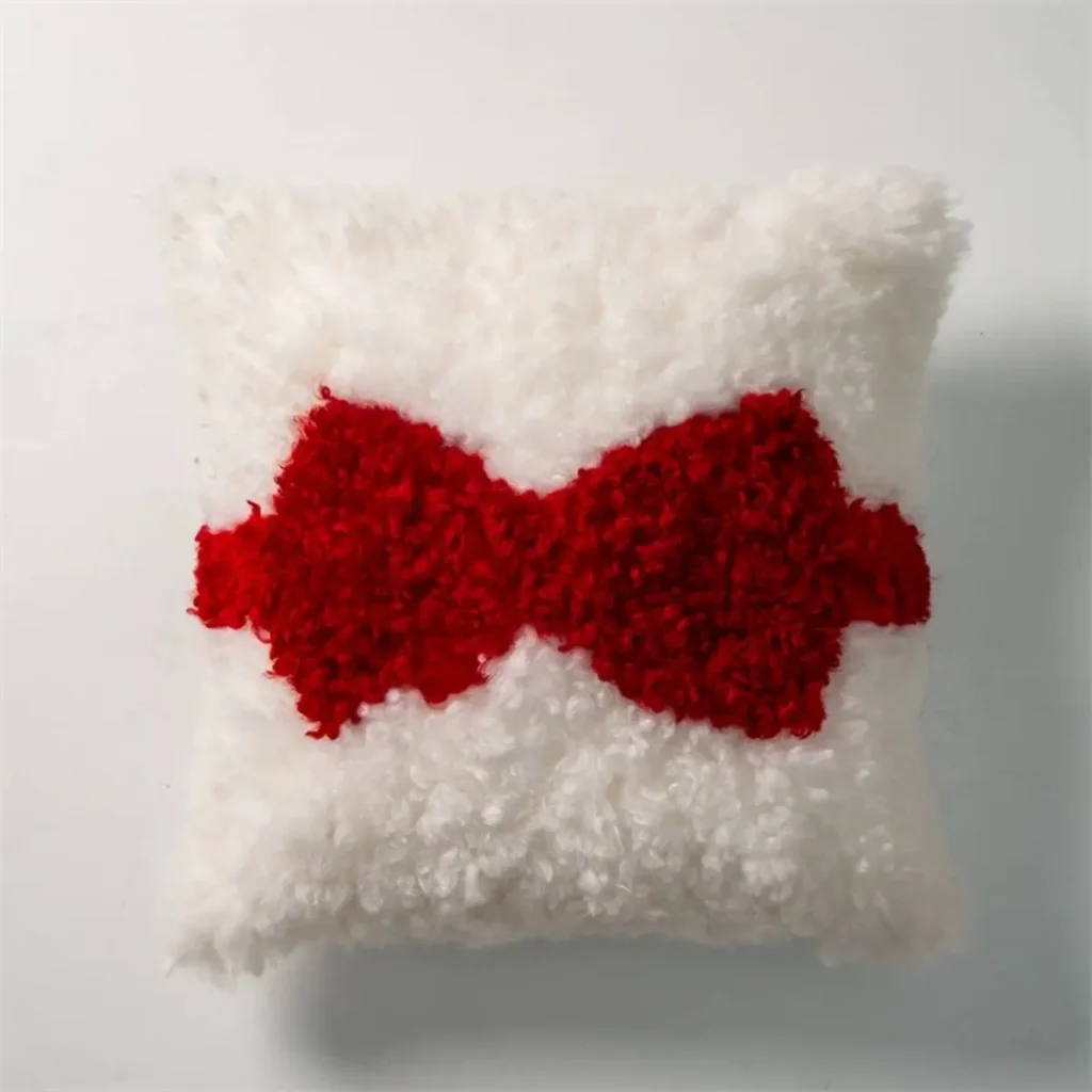 Bow Patchwork Shearling Throw Pillow