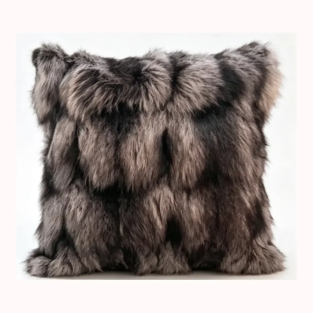 Charcoal Fox Fur Throw Pillow