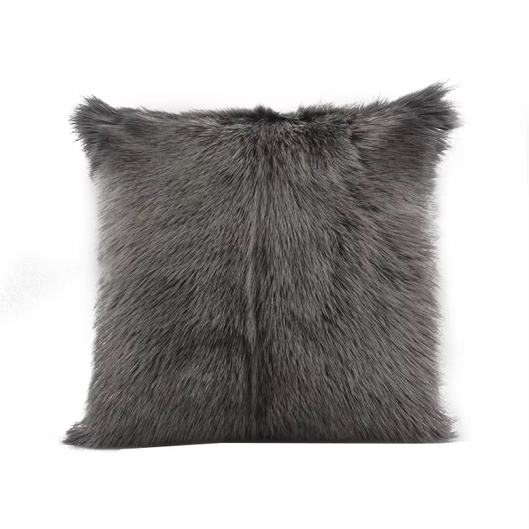 Dark Ombre Goat Fur Throw Pillow