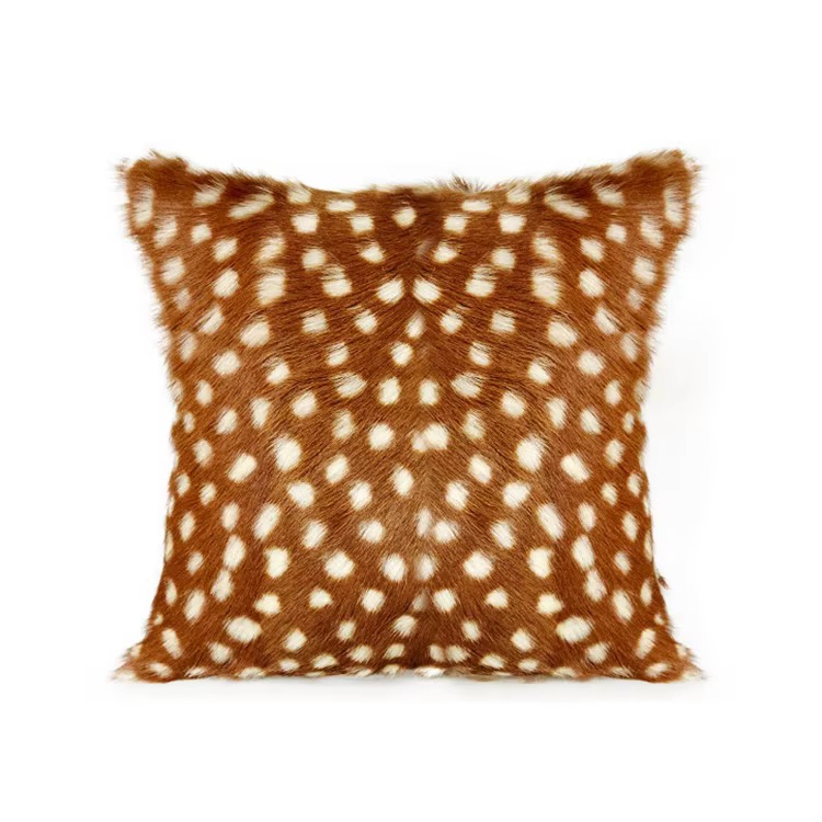 Deer Print Goat Fur Throw Pillow