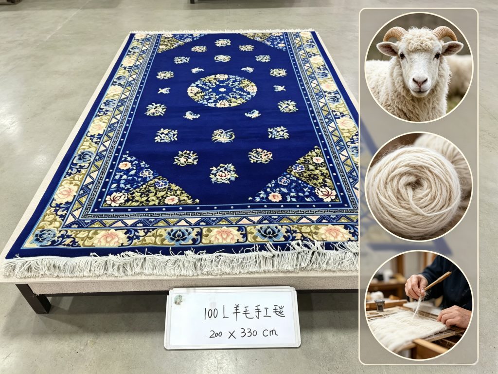 Oriental Floral Medallion Hand-Woven Wool Carpet Collection