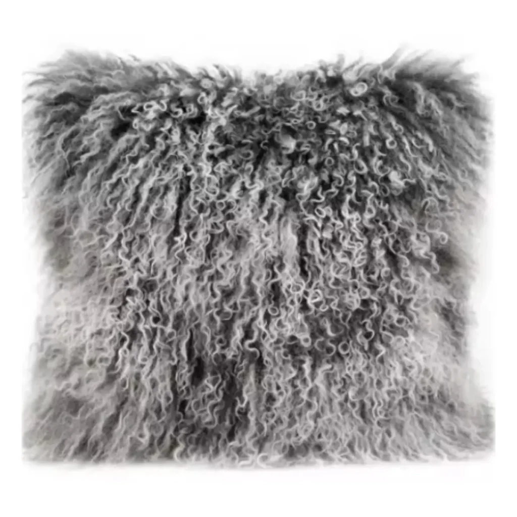 Frosted Tip Mongolian Lamb Fur Throw Pillow