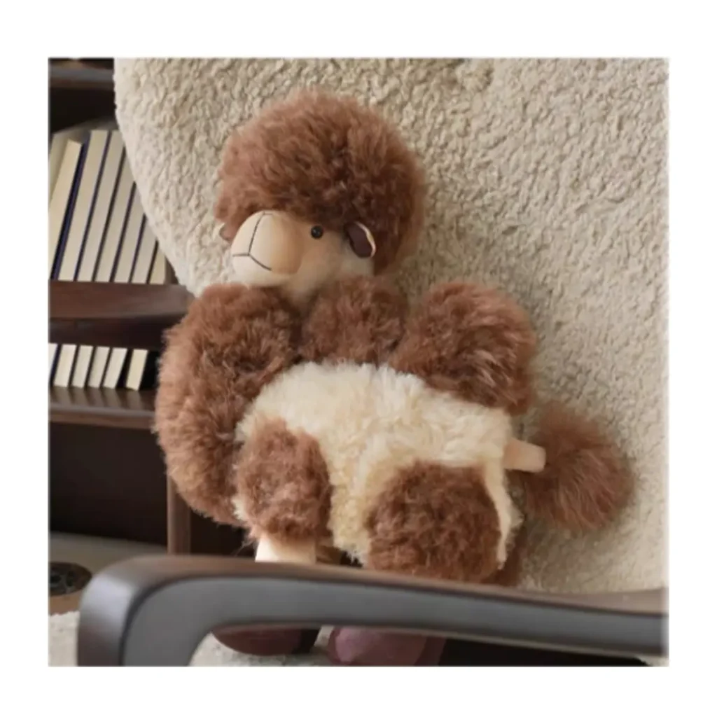 Handcrafted Seated Sheep Fur Figure