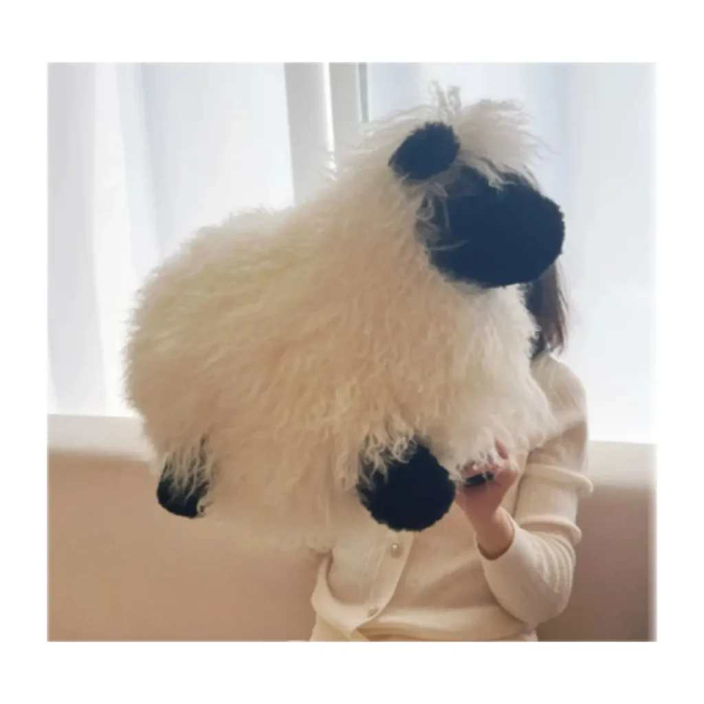 Handcrafted Shaggy Sheep Fur Figure