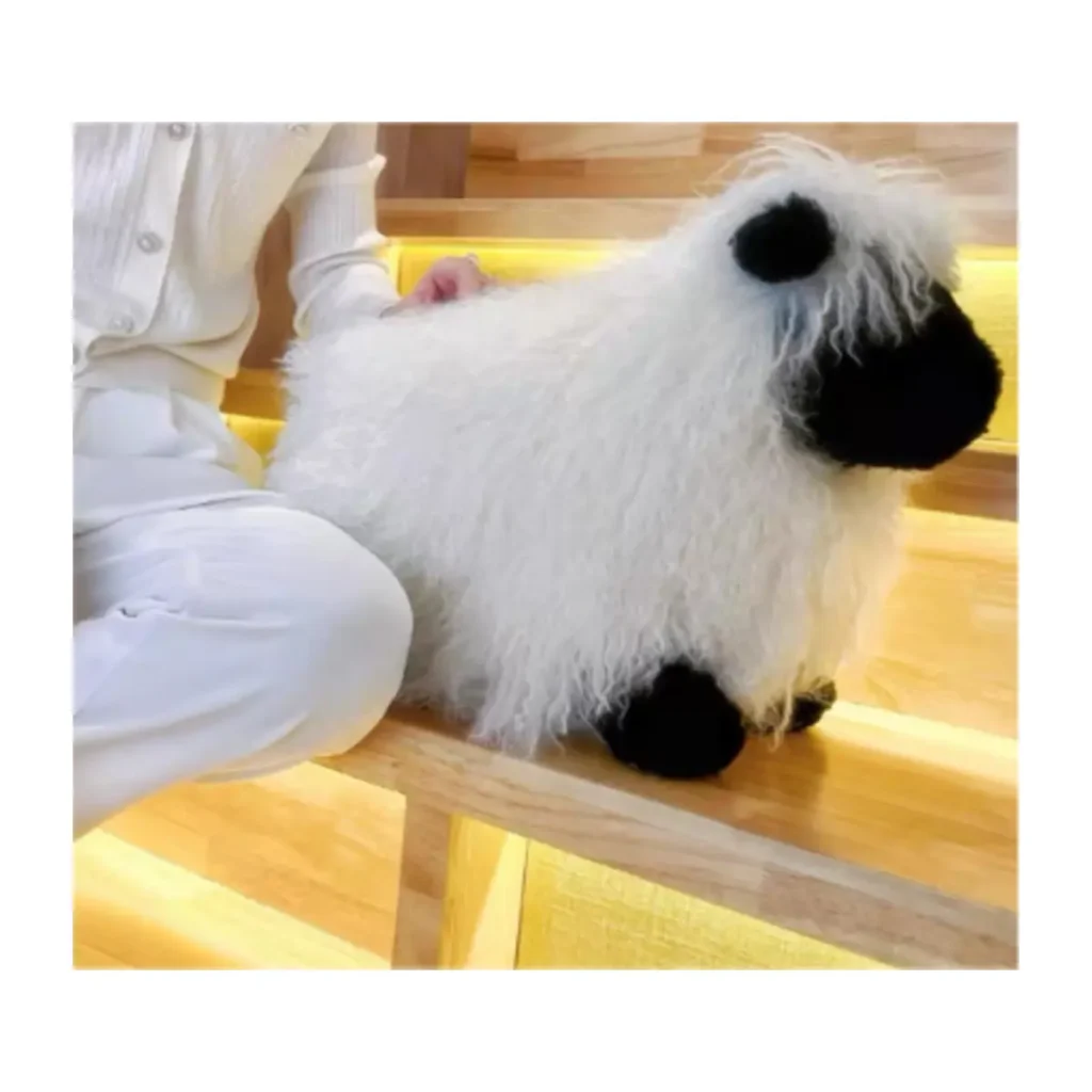 Handcrafted Shaggy Sheep Fur Figure