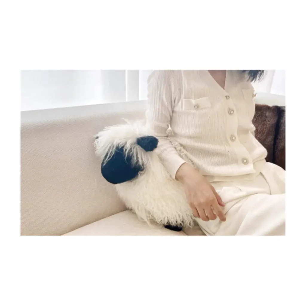 Handcrafted Shaggy Sheep Fur Figure