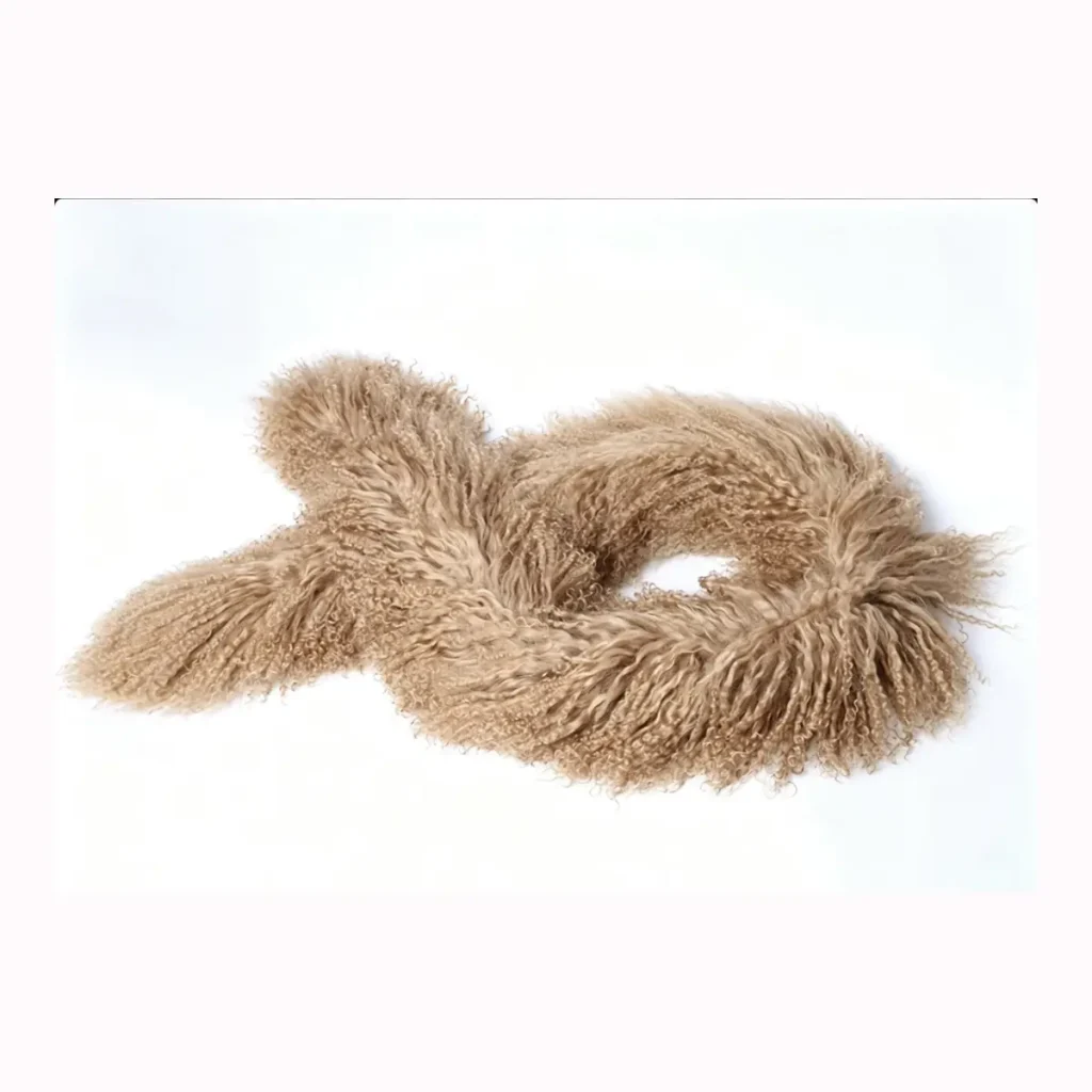 Camel Mongolian Lamb Fur Scarf