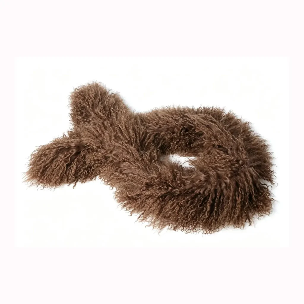 Dark Brown Mongolian Lamb Fur Scarf