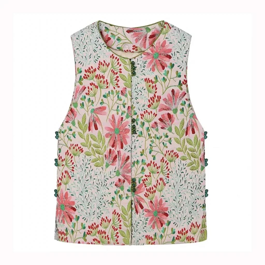 Floral Reversible Lamb Fur Vest