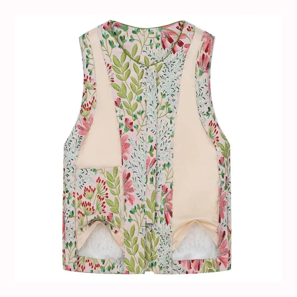 Floral Reversible Lamb Fur Vest