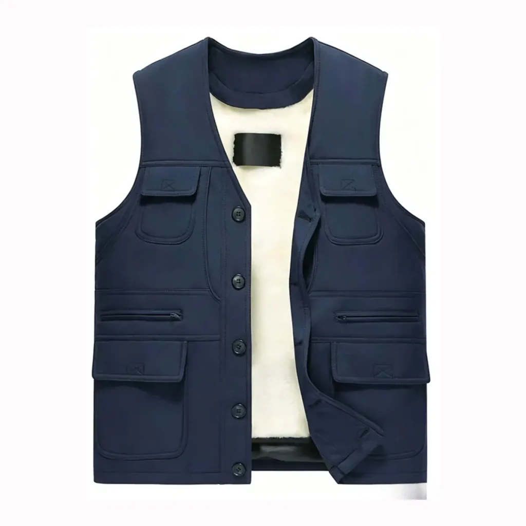 Navy Utility Shearling-Lined Vest