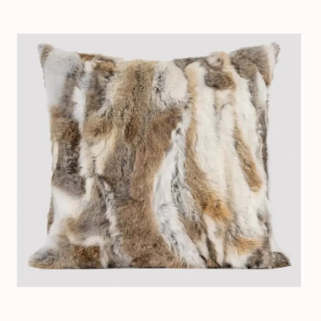 Natural Patchwork Rabbit Fur Throw Pillow