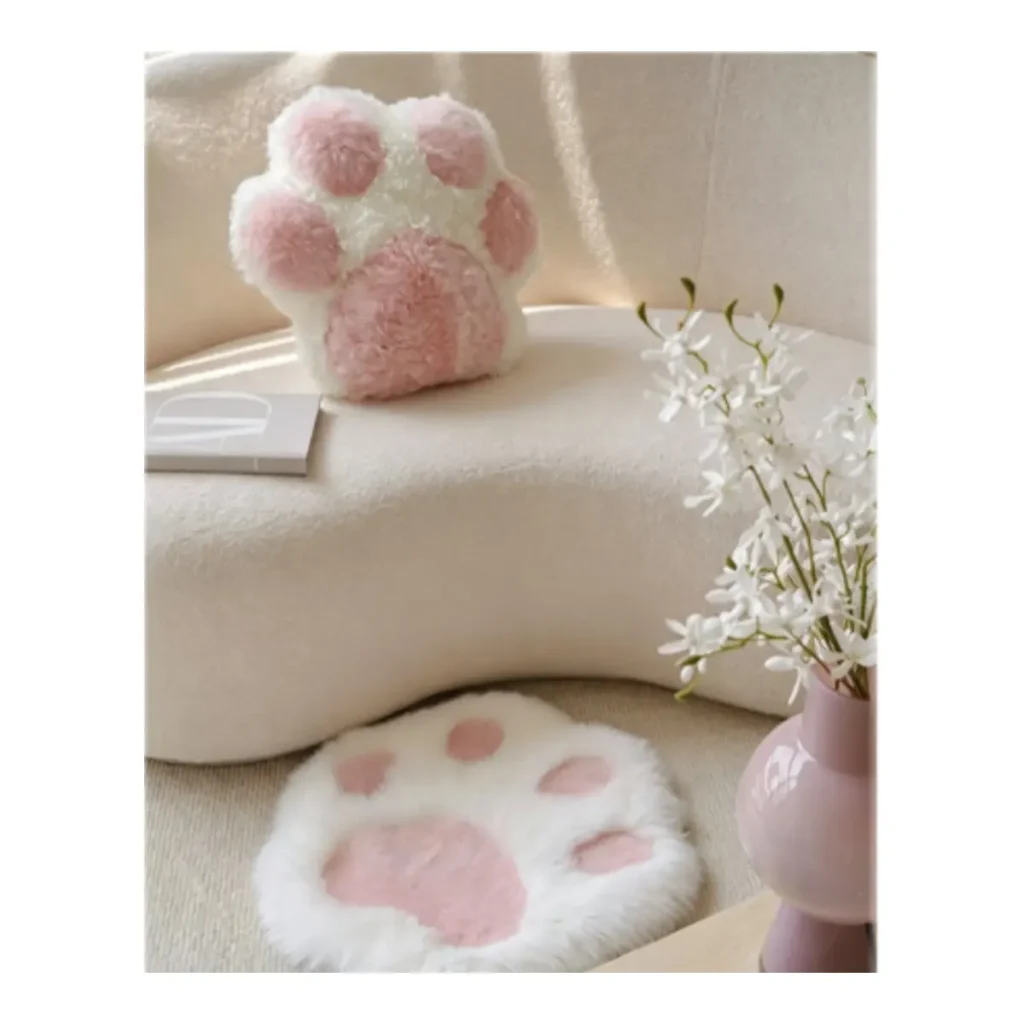 Pink Paw Fur Cushion Set