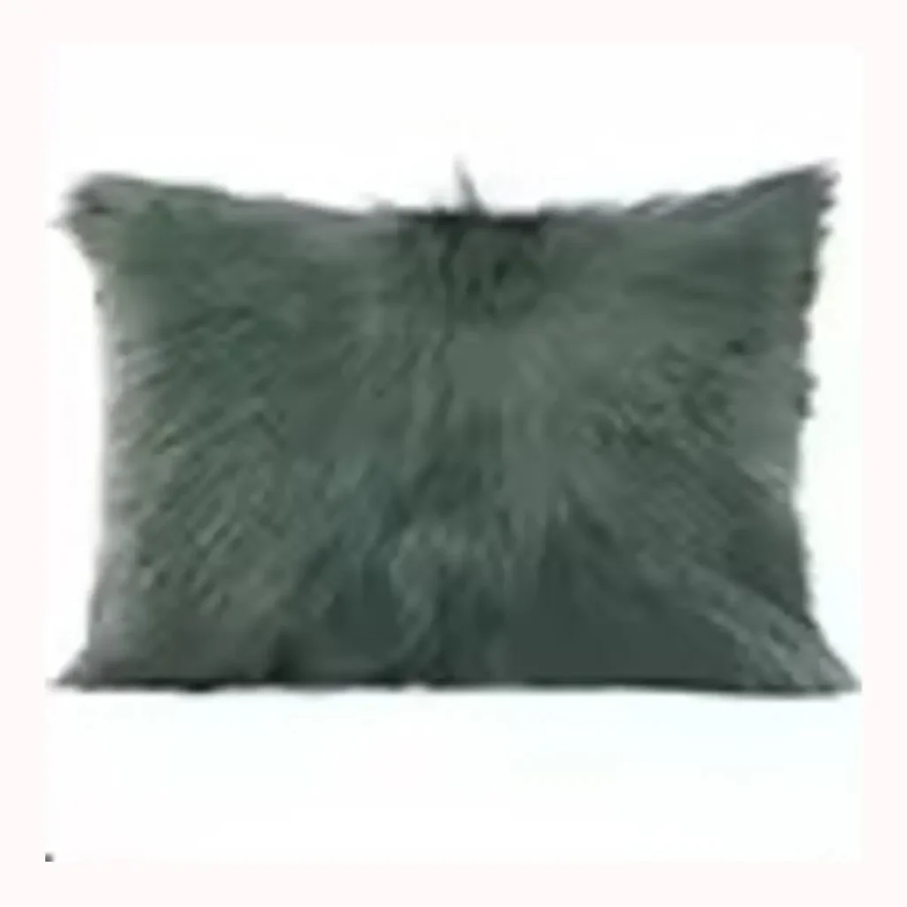 Sage Green Goat Fur Lumbar Pillow