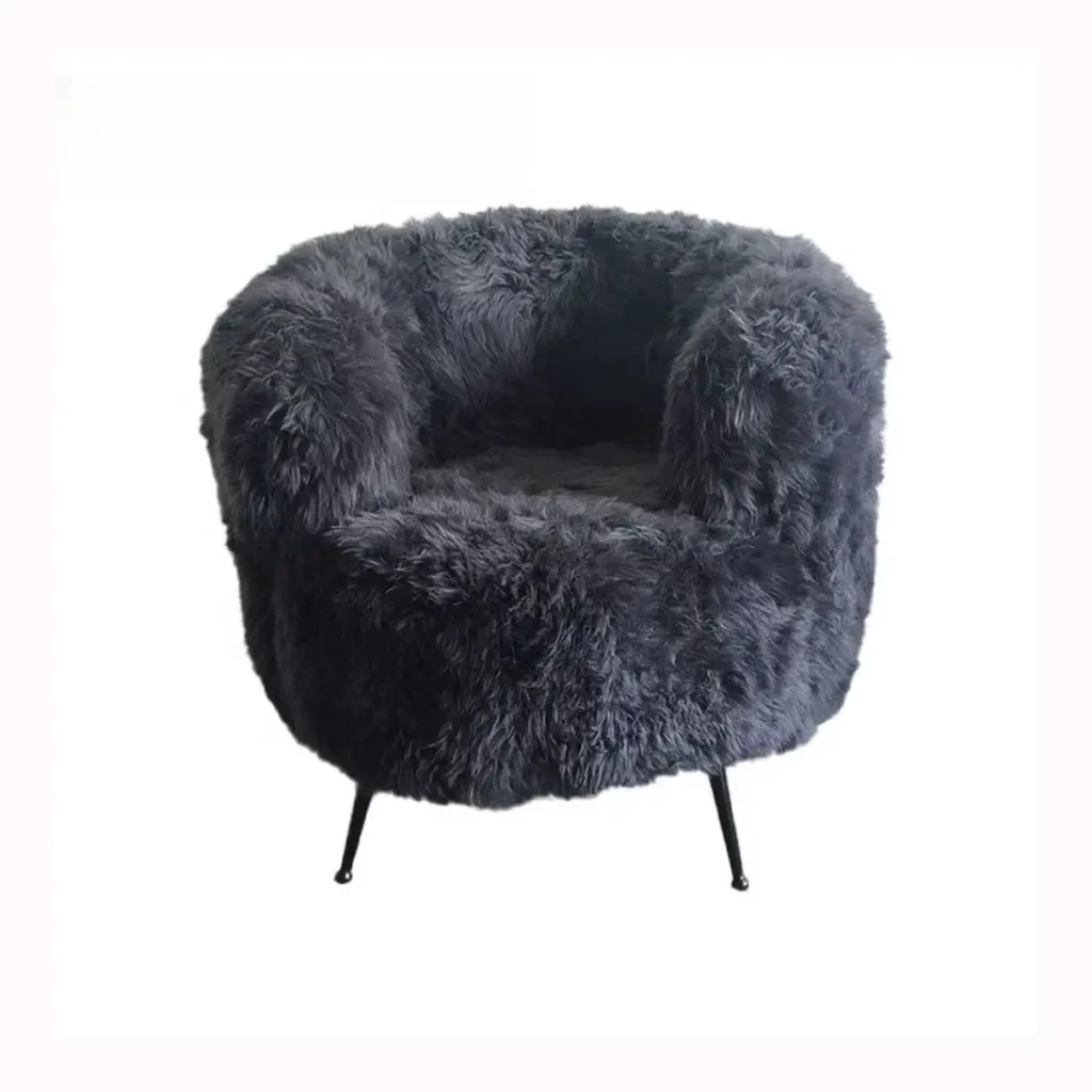Charcoal Mongolian Fur Tub Chair