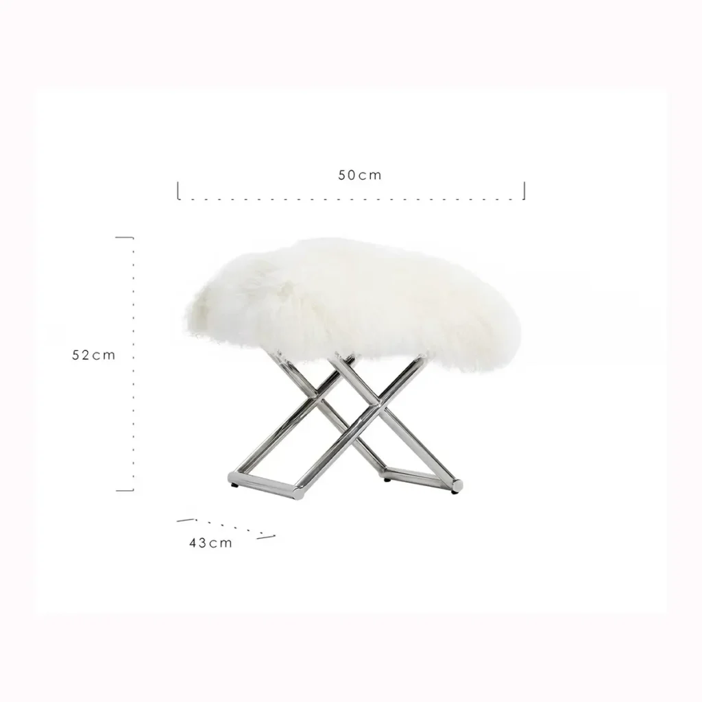 Ivory Folding Sheepskin Stool