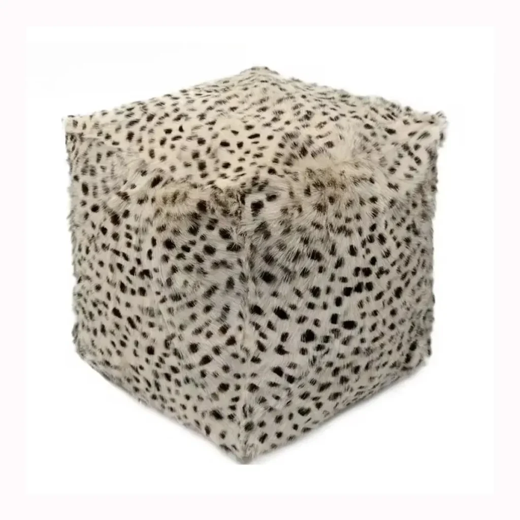 Leopard Fur Square Stool