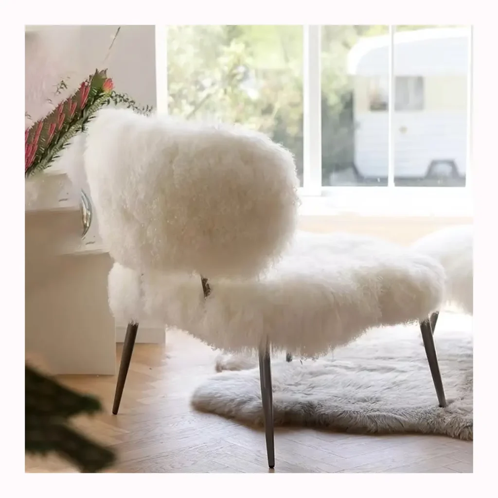 Ivory Slim Sheepskin Lounge Chair