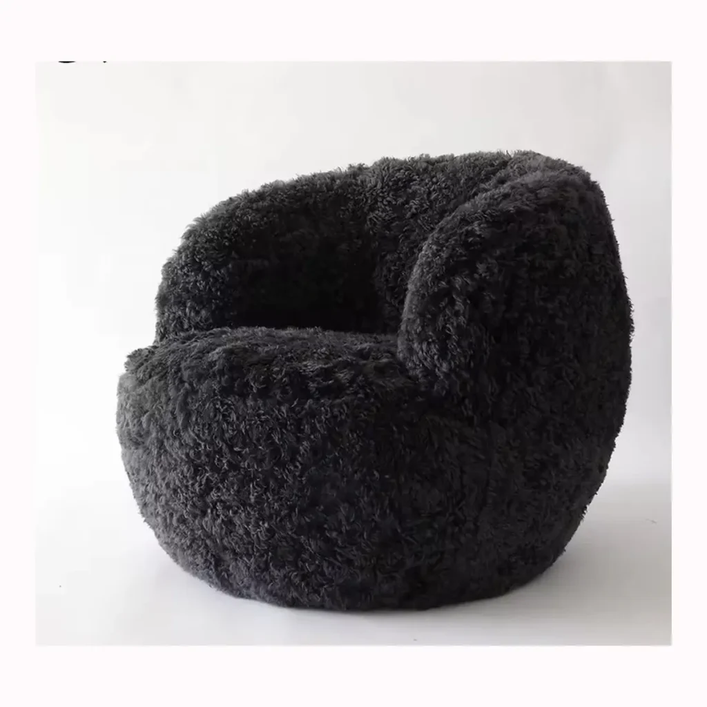 Charcoal Mongolian Fur Beanbag Chair