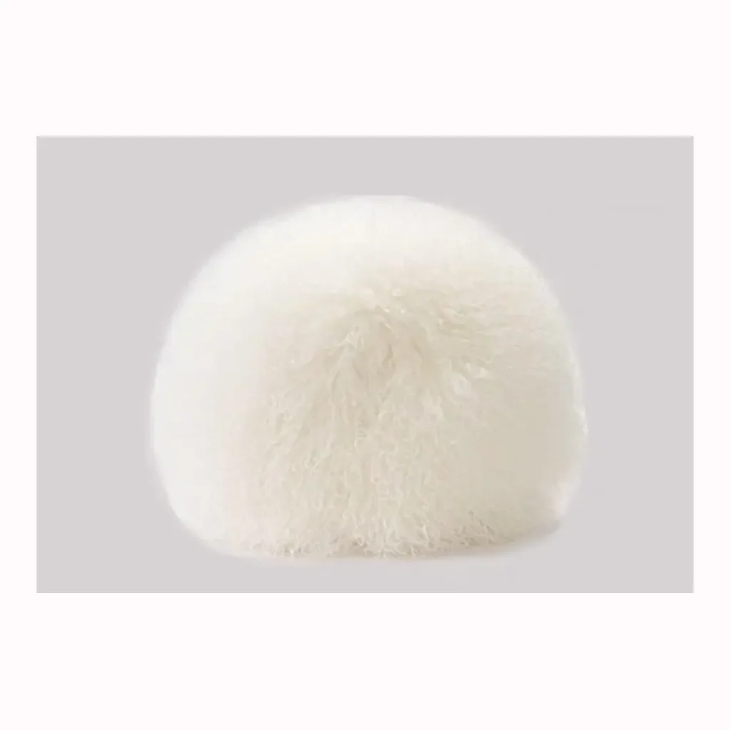Ivory Mongolian Fur Dome Beanbag
