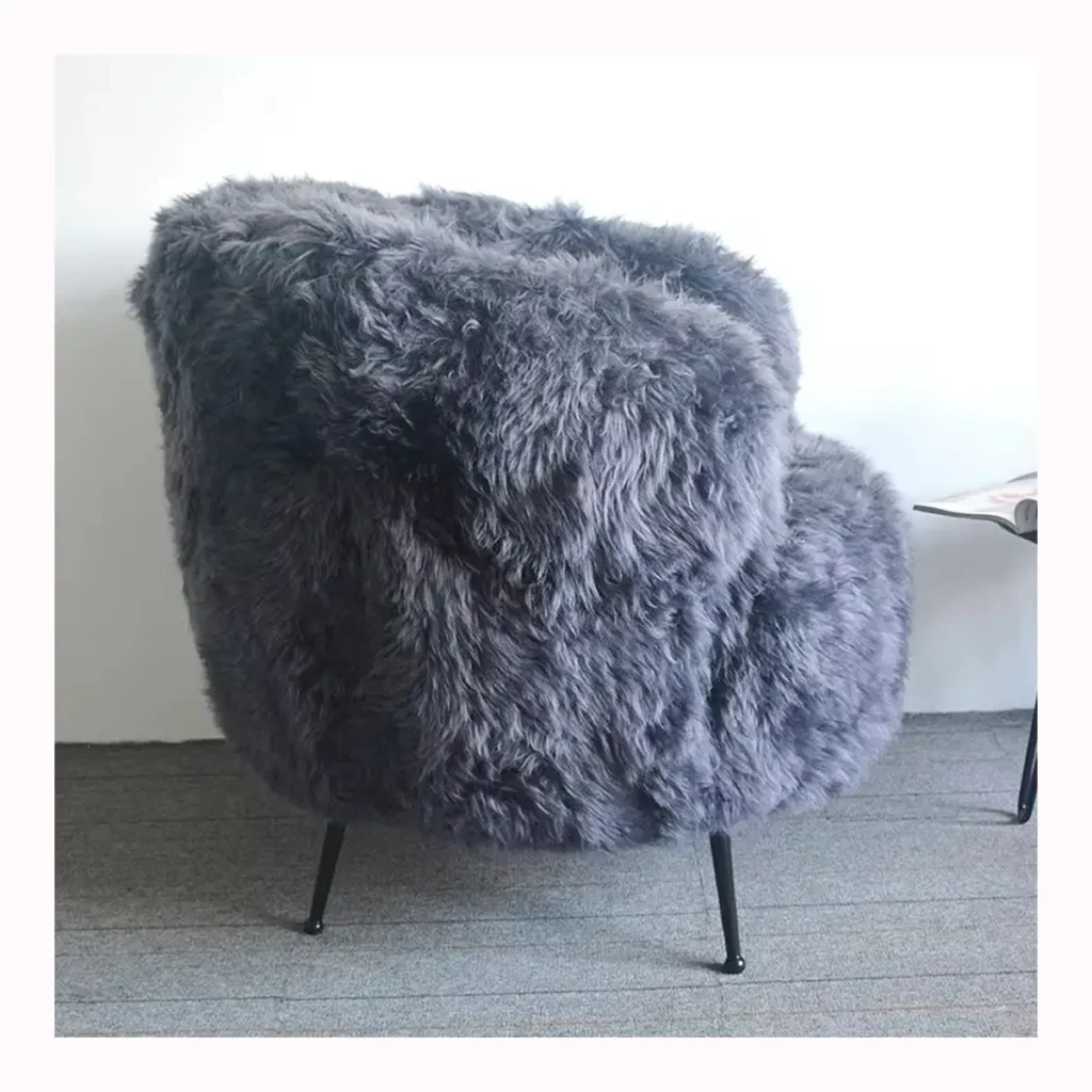 Grey Mongolian Fur Tub Chair