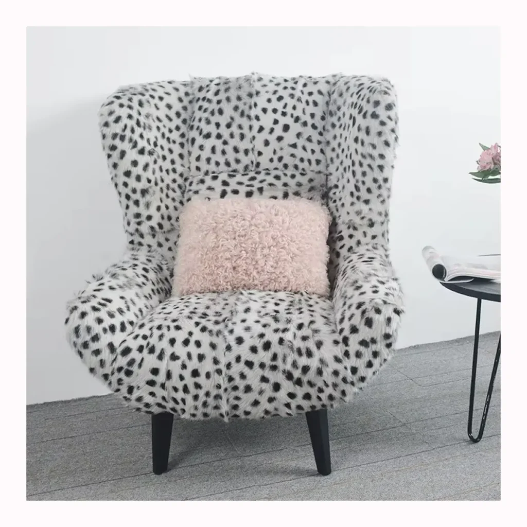 Grey Leopard Wingback Accent Chair