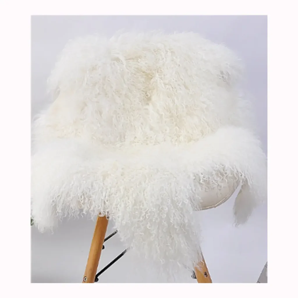 Hot Sale Snow White Mongolian Lamb Fur Throw