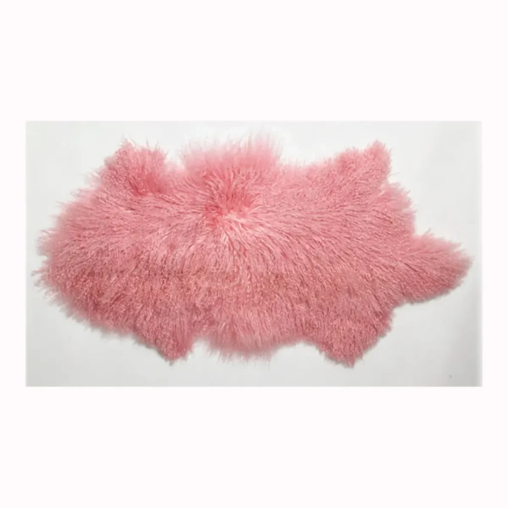 Hot Sale Blush Pink Mongolian Lamb Fur Rug