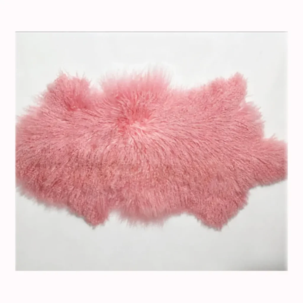 Rose Pink Mongolian Lamb Fur Rug