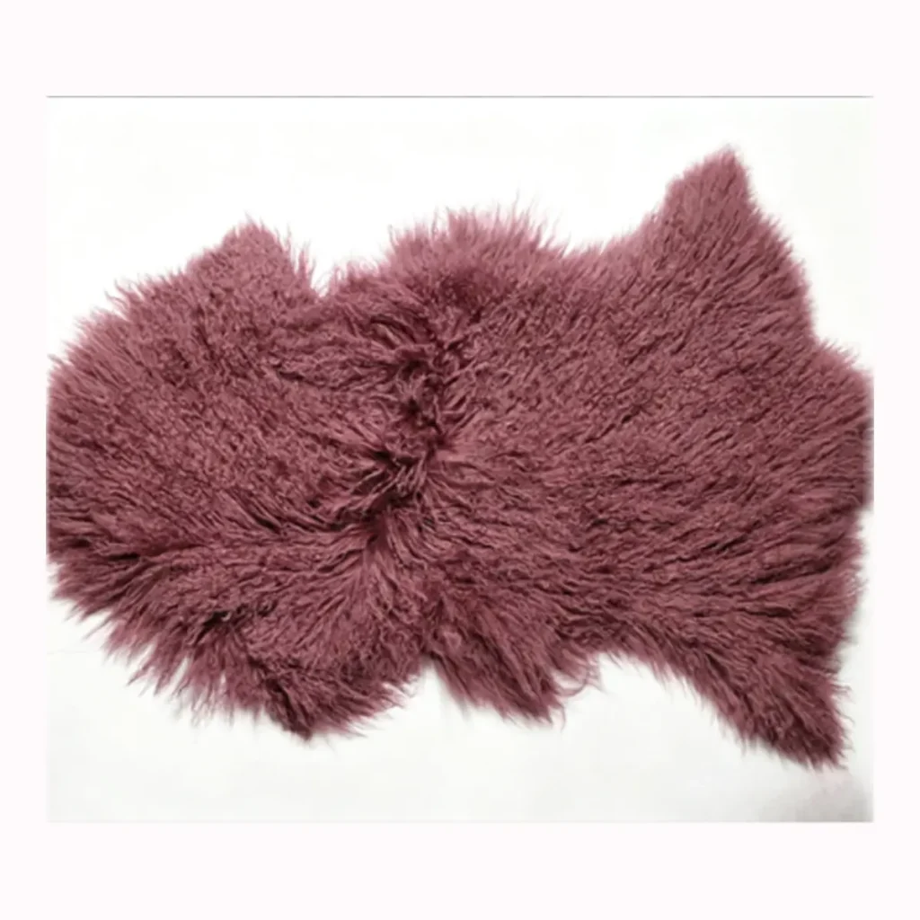 Dusty Rose Mongolian Lamb Fur Rug