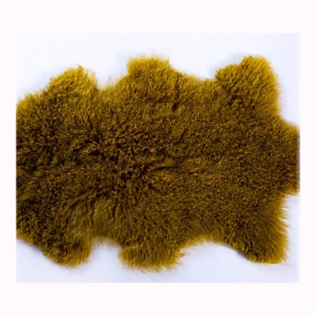 Mustard Olive Mongolian Lamb Fur Rug