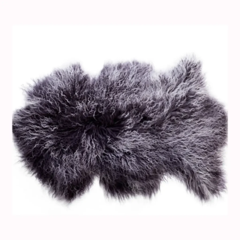 Smoky Purple Mongolian Lamb Fur Rug
