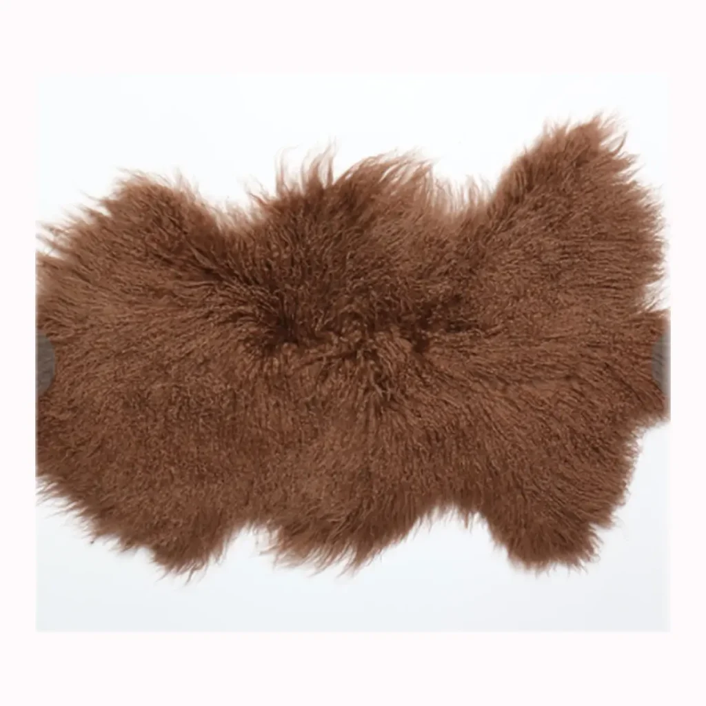 Warm Brown Mongolian Lamb Fur Rug