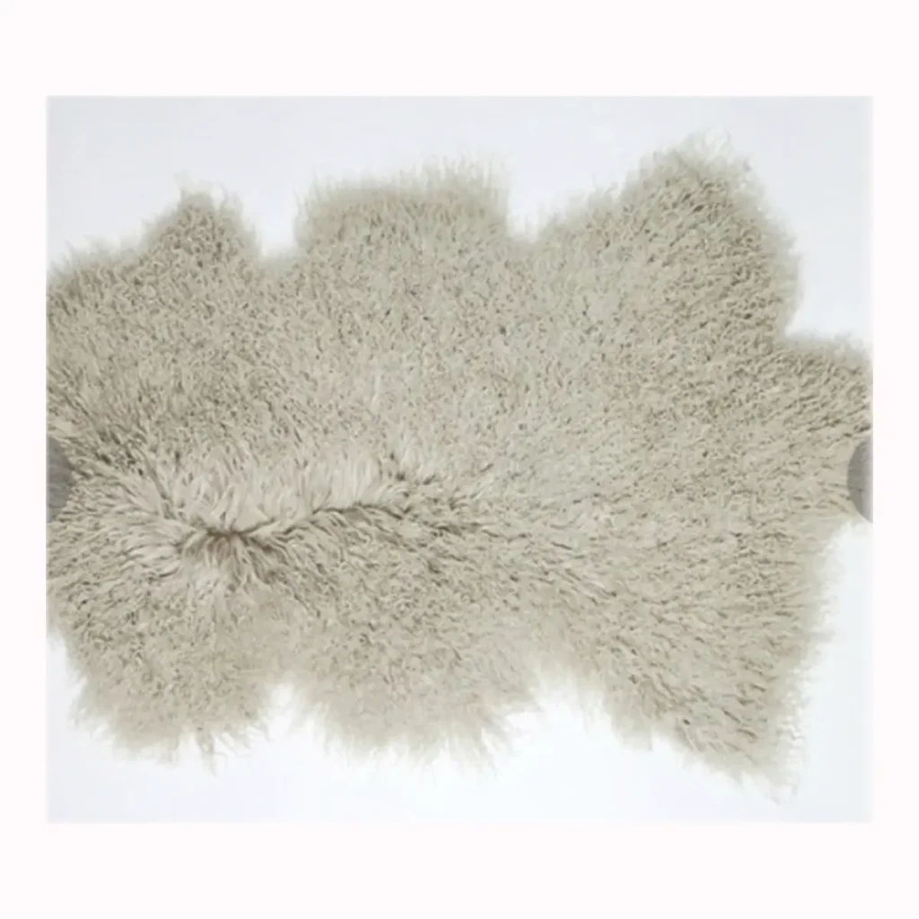 Pearl Grey Mongolian Lamb Fur Rug