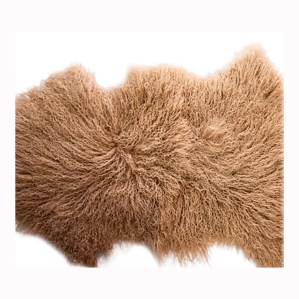 Camel Mongolian Lamb Fur Rug