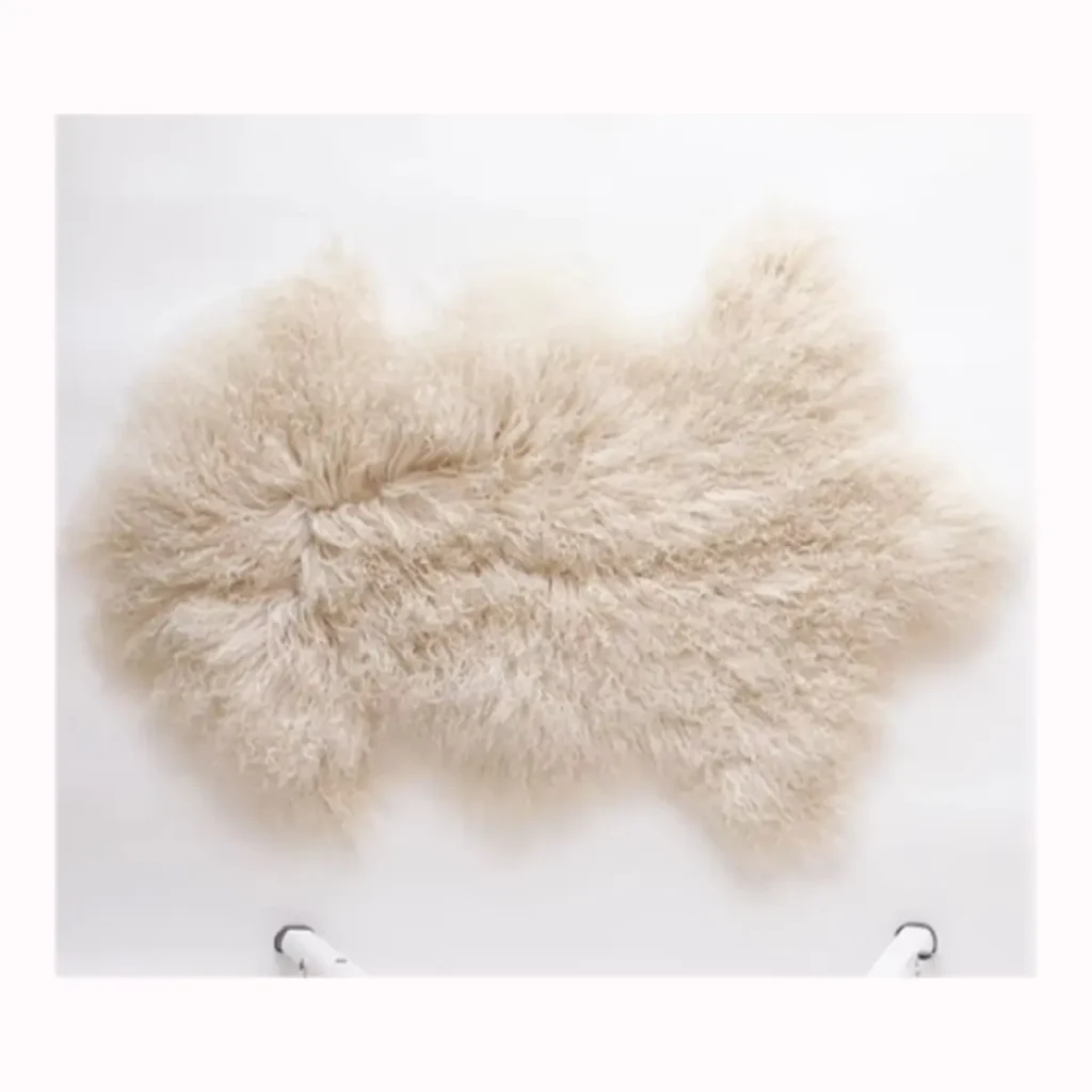 Natural Ivory Mongolian Lamb Fur Rug