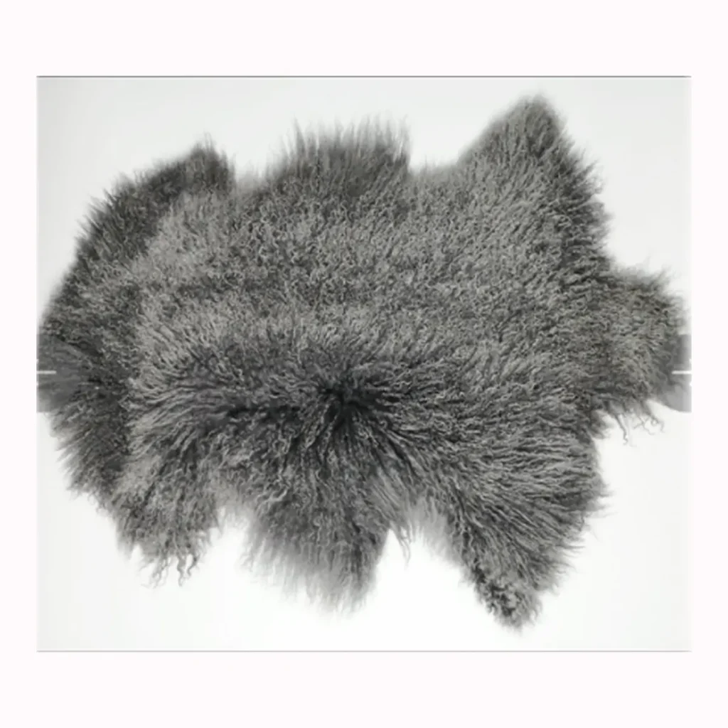 Slate Grey Mongolian Lamb Fur Rug