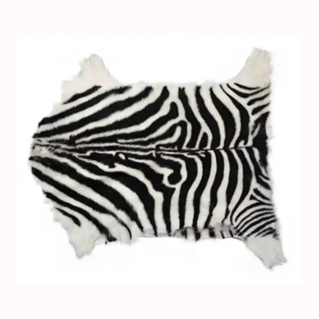 Zebra Print Goat Fur Rug