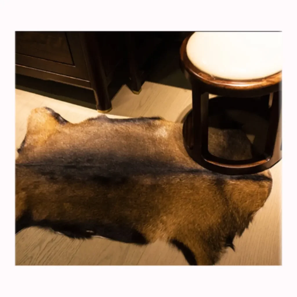 Natural Dark Brown Goat Hide Rug