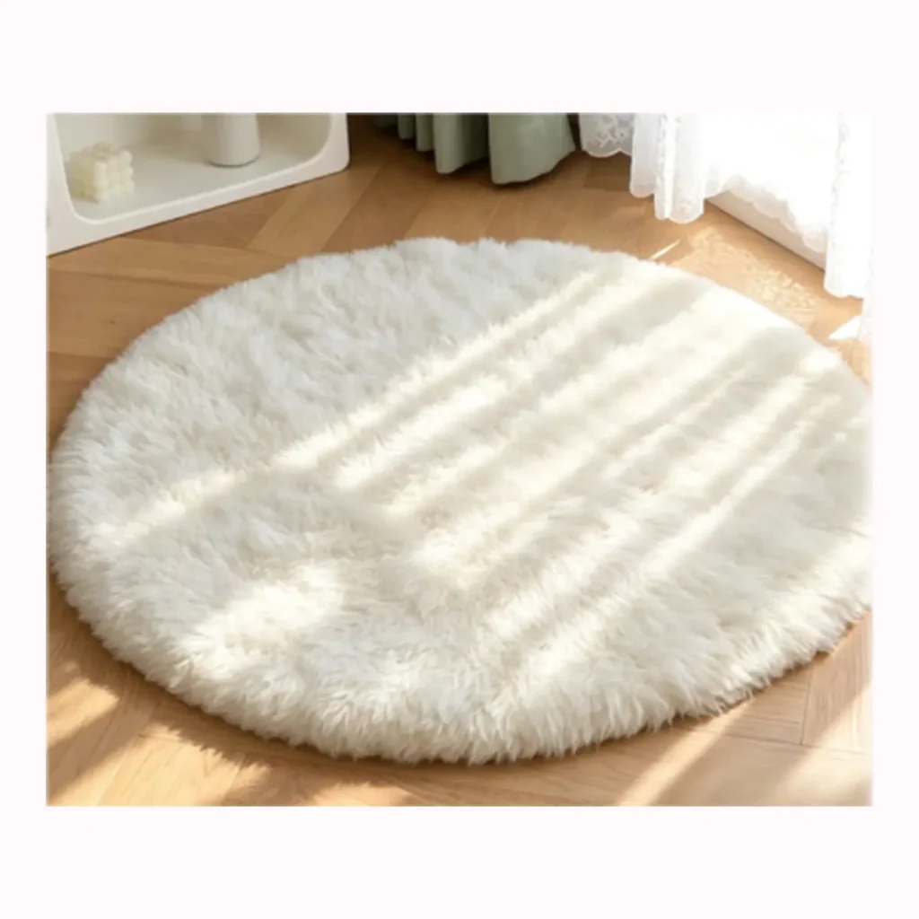 Round White Shearling Rug