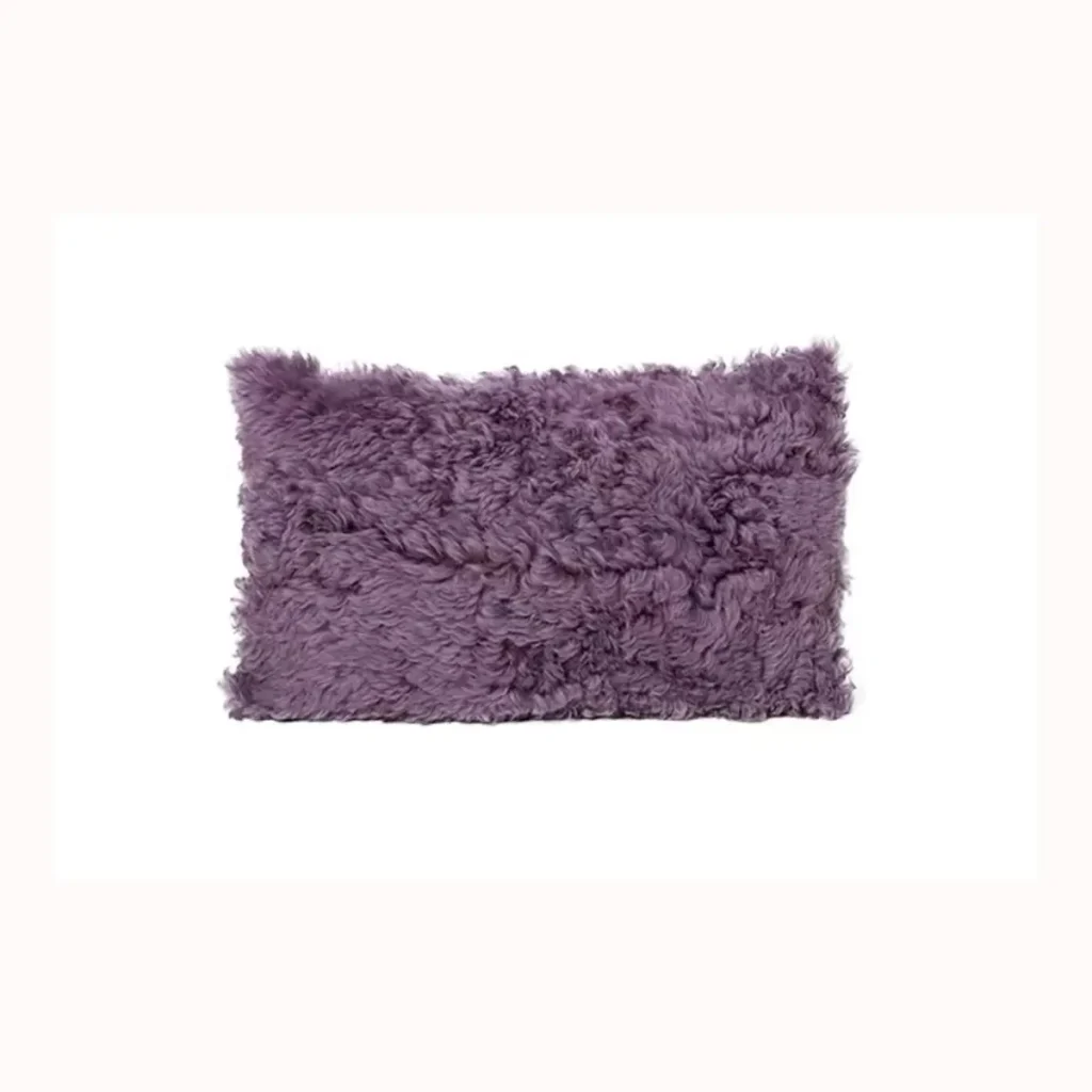 Solid Purple Goat Fur Lumbar Pillow