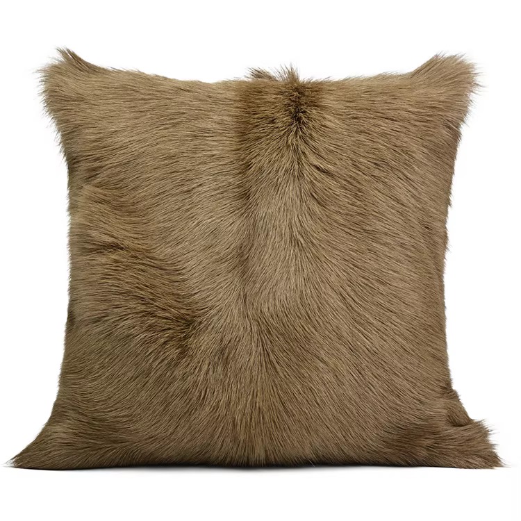 Taupe Goat Fur Throw Pillow