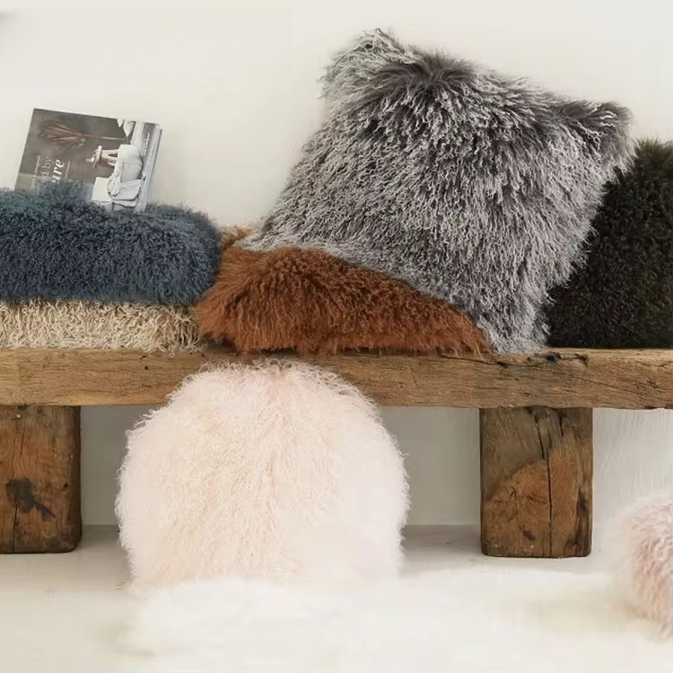 Textured Fur Pillow and Pouf Collection