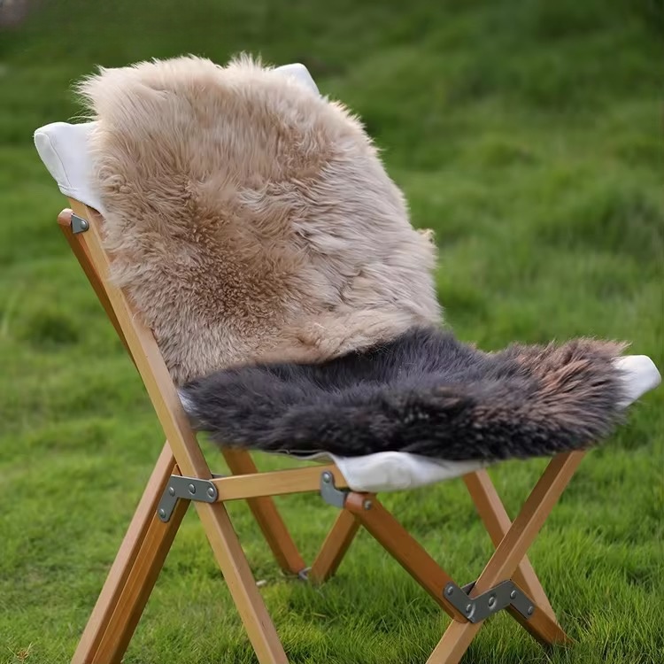 Two-Tone Sheepskin Chair Cover Set