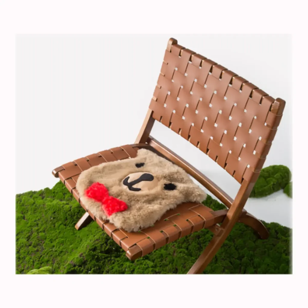 Brown Bear Bow Wool Seat Cushion