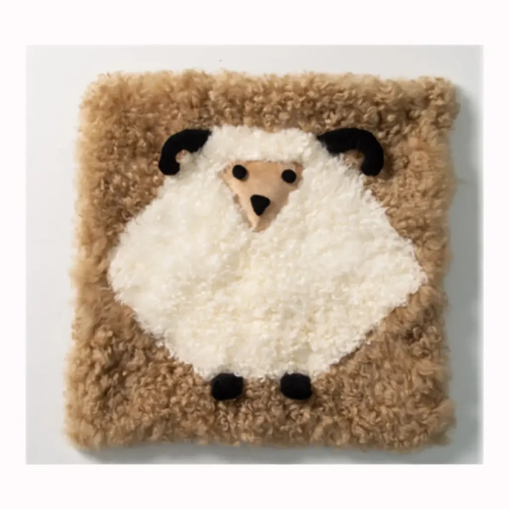 Square Sheep Wool Seat Cushion