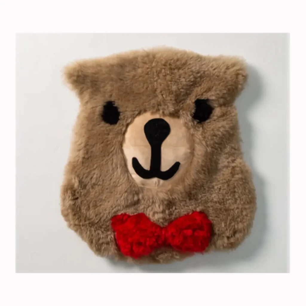 Brown Bear Bow Wool Seat Cushion