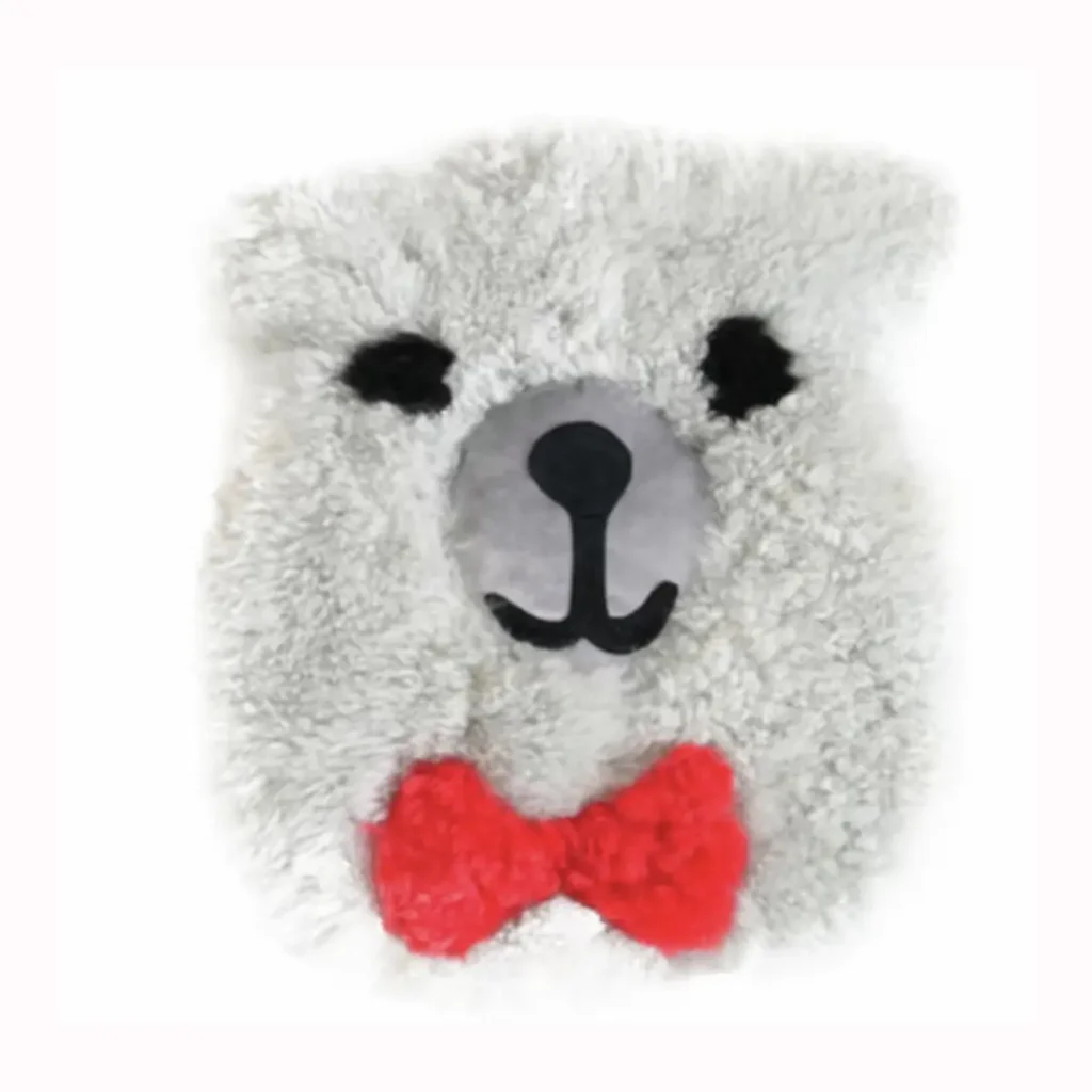 White Bear Bow Wool Seat Cushion